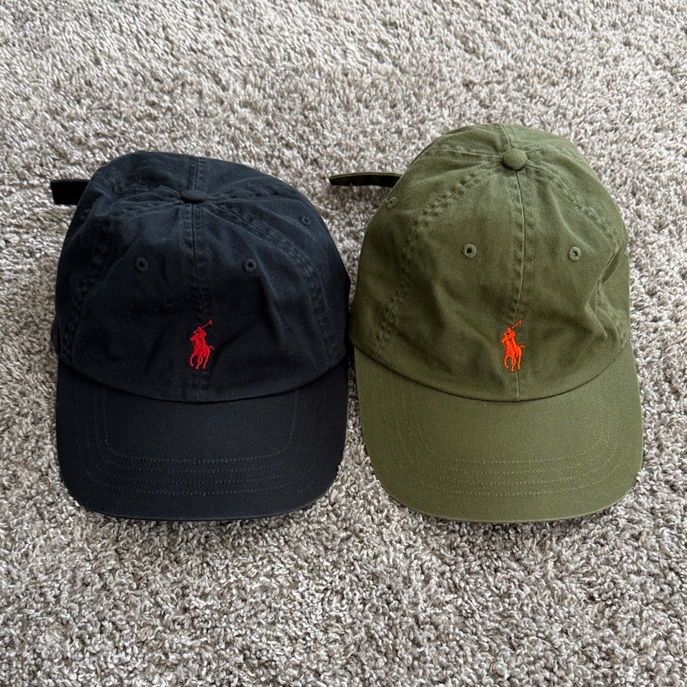 Polo by Ralph Lauren Navy and Olive Green Hats  100% cotton